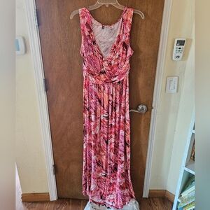 Jennifer Lopez Pink Sleeveless V-Neck Sheath Maxi Dress XL Petite